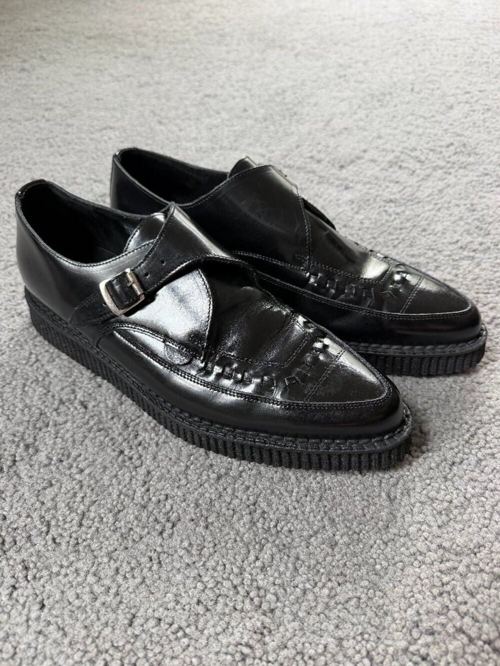 Underground Apollo Pointed Monk-Style Creepers - Men's UK Size 10 - Black - EUC
